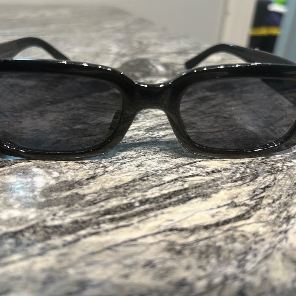 Black Rectangular Sunglasses With Dark Tinted Len… - image 2